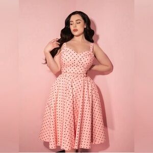 Vixen by Micheline Pitt pink polka dots size 4X-worn once for a few hours EUC